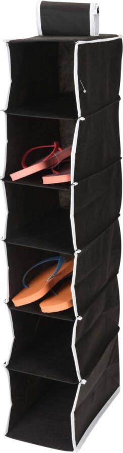 H&S Collection Storage Solutions Hangende kast organizer zwart met 6 vakken 15 x 30 x 84 cm Opbergmanden