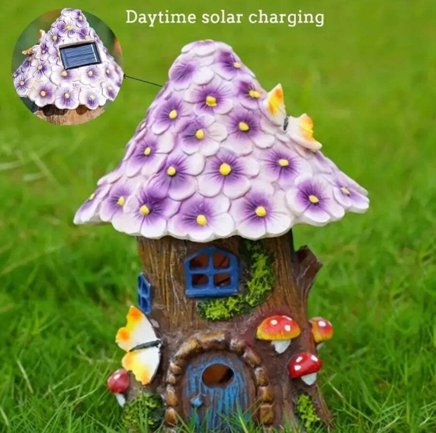 Universeel Sprookjesachtige Tuinhuis Solar Outdoor Standbeeld Oplichten Paddestoel Beeldjes Gazon Decoraties Voor Tuin Feeën Voor Miniatuur Huis