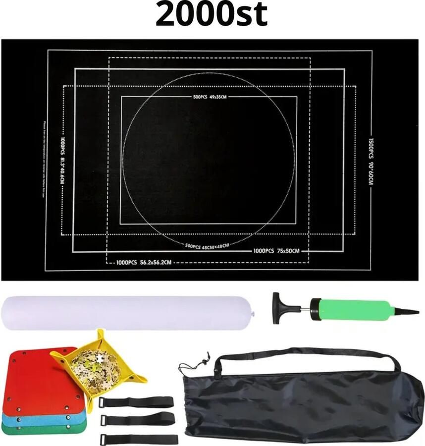 Universeel Bovista Puzzelmat Portapuzzle Puzzelmap 500 Stukjes 1000 Stukjes 1500 Stukjes 2000 Stukjes Puzzelkoffer Puzzelbord Opbergsysteem Zwart Inclusief Accessoires