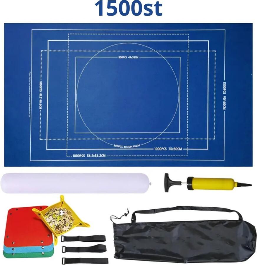 Universeel Bovista Puzzelmat Portapuzzle Puzzelmap 500 Stukjes 1000 Stukjes 1500 Stukjes Puzzelkoffer Puzzelbord Opbergsysteem Blauw Inclusief Accessoires