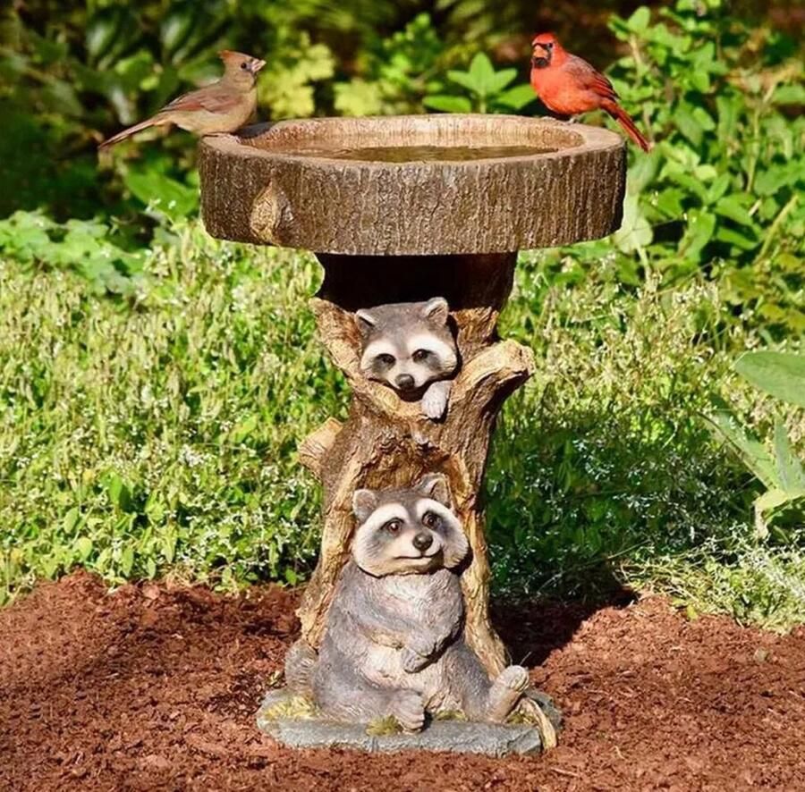 Universeel Hars Vogel Feeder Outdoor Tuin Decoratie Ornamenten Dierlijke Hars Ambachten Voor Buiten Dierlijk Water Drinken Tuin Ornamenten