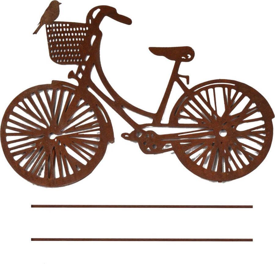 UNUS Fiets tuinsteker tuindecoratie in roestoptiek groot