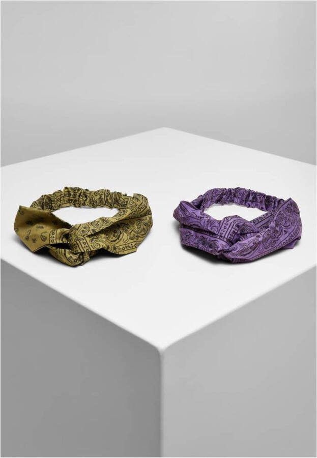 Urban classics Bandana Print 2-Pack Haarband Paars Groen