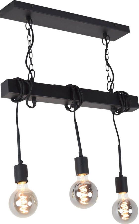 Urban interiors Blox Plafondlamp Balk met 3 Snoeren – Metaal – Zwart – 50x10x60