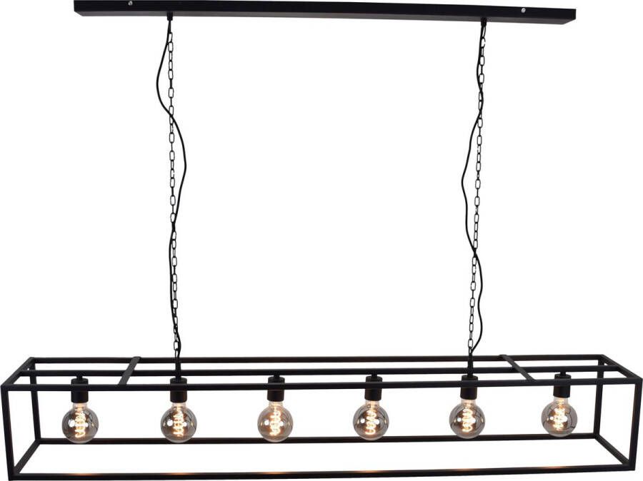 Urban interiors Frame XL Hanglamp 6 lichts Zwart Metalen frame 160x25x145