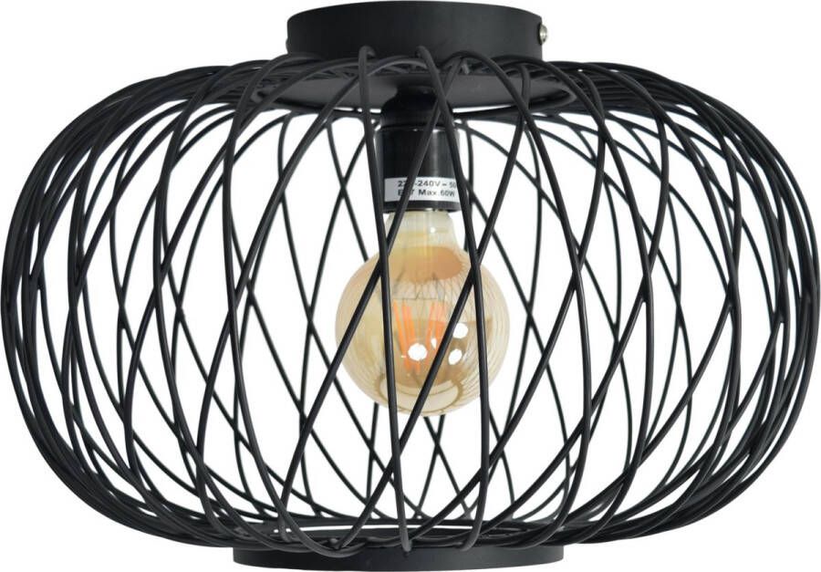 Urban Interiors plafondlamp Twist Ø37x24 Metaal Large kleur Zwart