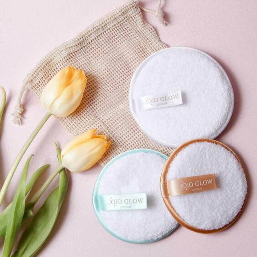 Urban Kr8 URBANKR8 Jojo Glow make-up remover verwijderingspads beauty cleaning pads set van 3 in mooie opberg tasje