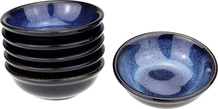 Urban Lifestyle 6 x sausschaaltjes Enra handgemaakt van edelkeramiek (marineblauw) dipschaaltjes dip schaaltjes sojasausschaaltjes sushi schaaltjes fingerfood kruidenschalen jamschaaltjes