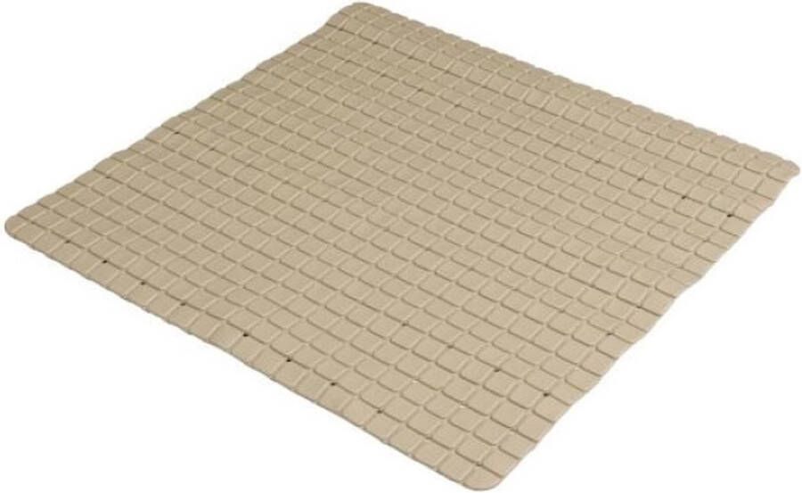 Urban Living Badkamer douche anti slip mat rubber voor op de vloer beige 55 x 55 cm