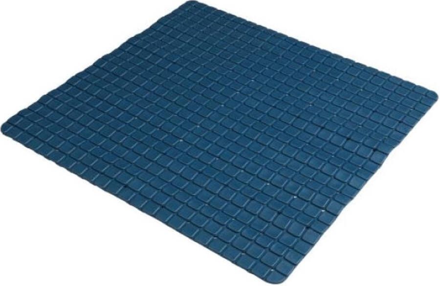 Urban Living Badkamer douche anti slip mat rubber voor op de vloer donkerblauw 55 x 55 cm