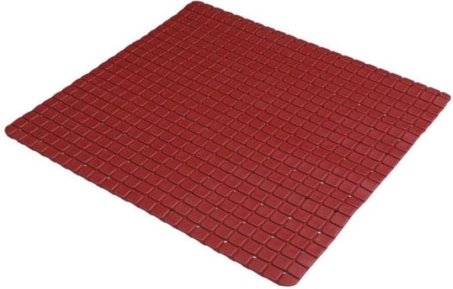 Urban Living Badkamer douche anti slip mat rubber voor op de vloer donkerrood 55 x 55 cm
