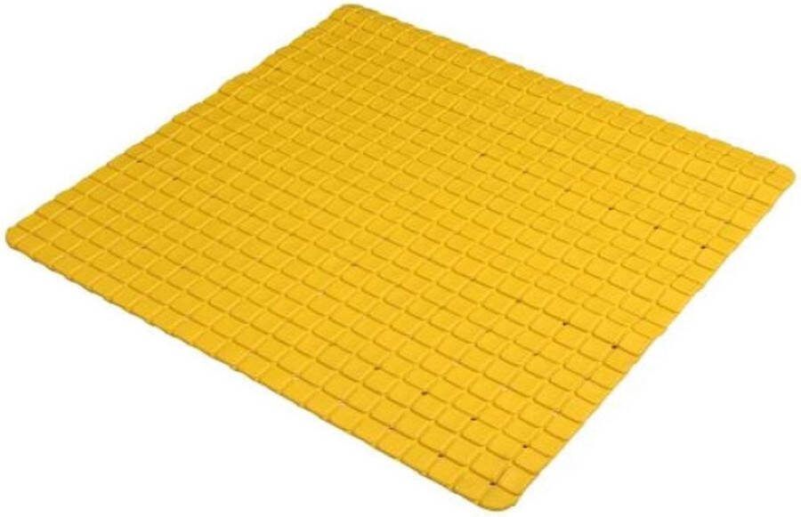Urban Living Badkamer douche anti slip mat rubber voor op de vloer okergeel 55 x 55 cm Badmatjes