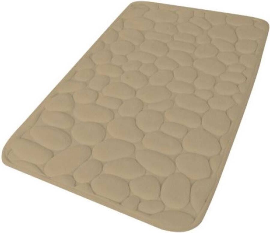 Urban Living Badkamerkleedje badmat tapijt memory foam beige 50 x 80 cm anti slip