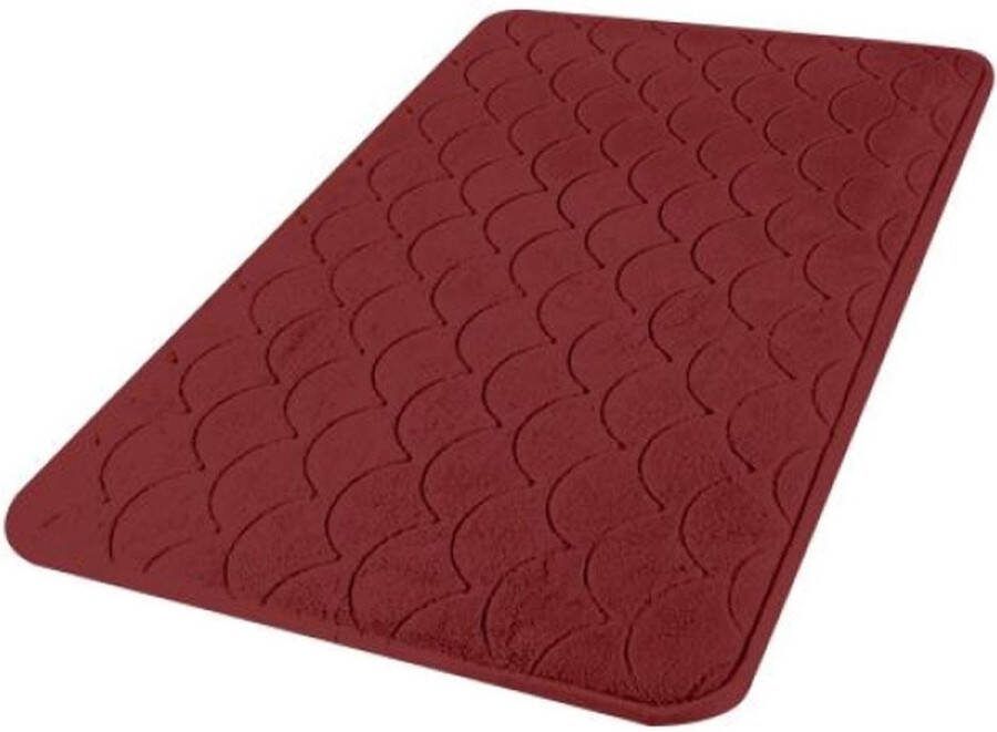 Urban Living Badkamerkleedje badmat tapijt memory foam donkerrood 50 x 80 cm anti slip