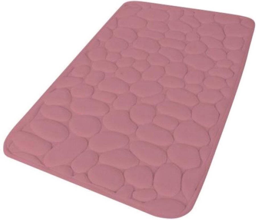 Urban Living Badkamerkleedje badmat tapijt memory foam oud roze 50 x 80 cm anti slip