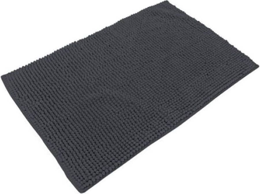 Urban Living Badkamerkleedje badmat tapijt voor op de vloer antraciet 50 x 80 cm anti slip