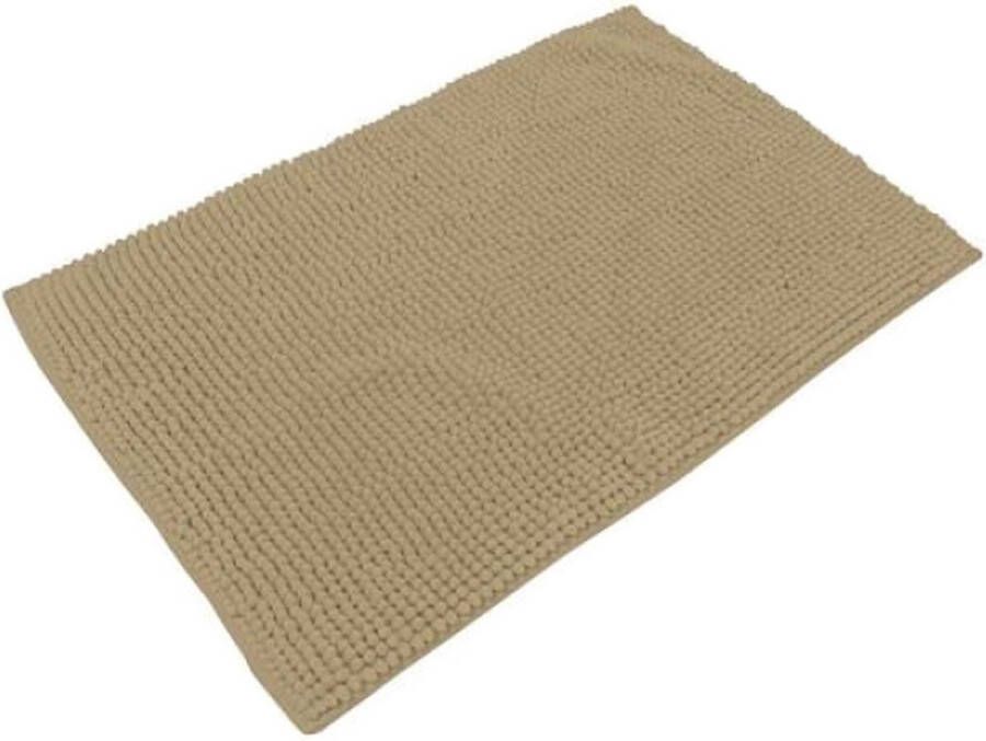 Urban Living Badkamerkleedje badmat tapijt voor op de vloer beige 50 x 80 cm anti slip