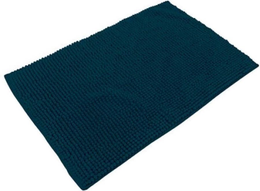 Urban Living Badkamerkleedje badmat tapijt voor op de vloer donkerblauw 50 x 80 cm anti slip