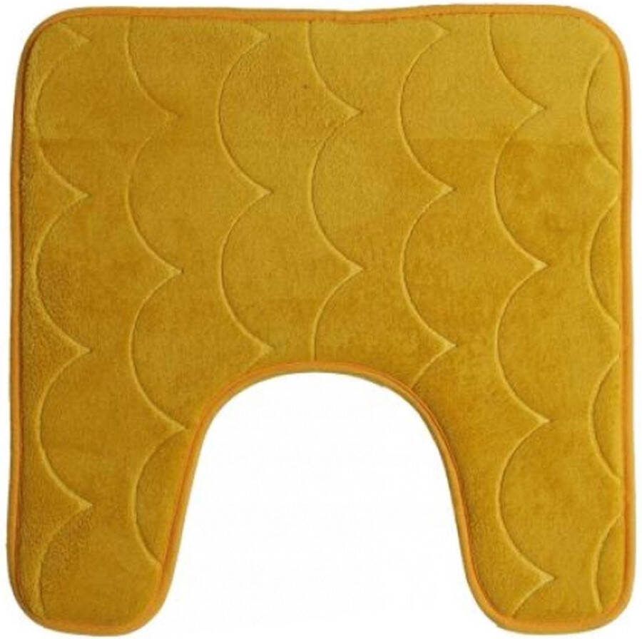 Urban Living Badkamerkleedje WC badmat tapijt memory foam oker geel 49 x 49 cm
