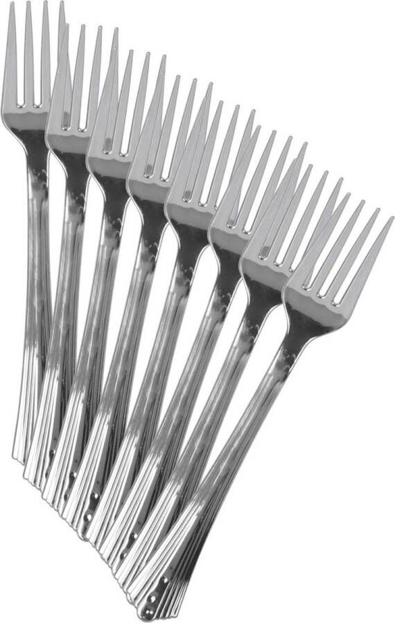 Urban Living BBQ verjaardag outdoor bestek vorken 80x kunststof 17 cm zilver herbruikbaar