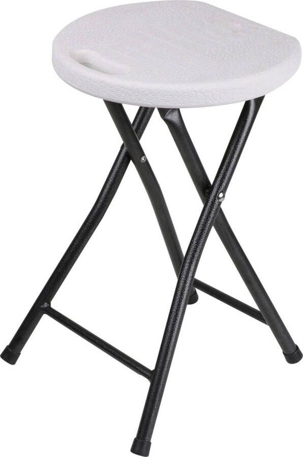 Urban Living bijzet krukje stoel Opvouwbaar wit zilver D30 x H45 cm Krukjes