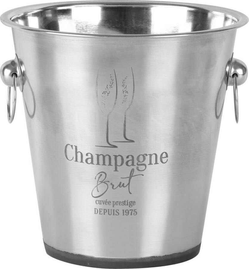 Urban Living Champagne & wijnfles koeler ijsemmer zilver RVS 22 x 21 cm De luxe model IJsemmers