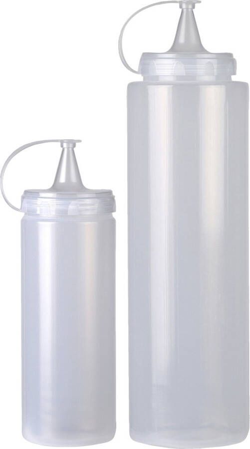 Urban Living doseerflessen sausflessen set 2x met schenktuit 400 en 1000 ml Maatbekers