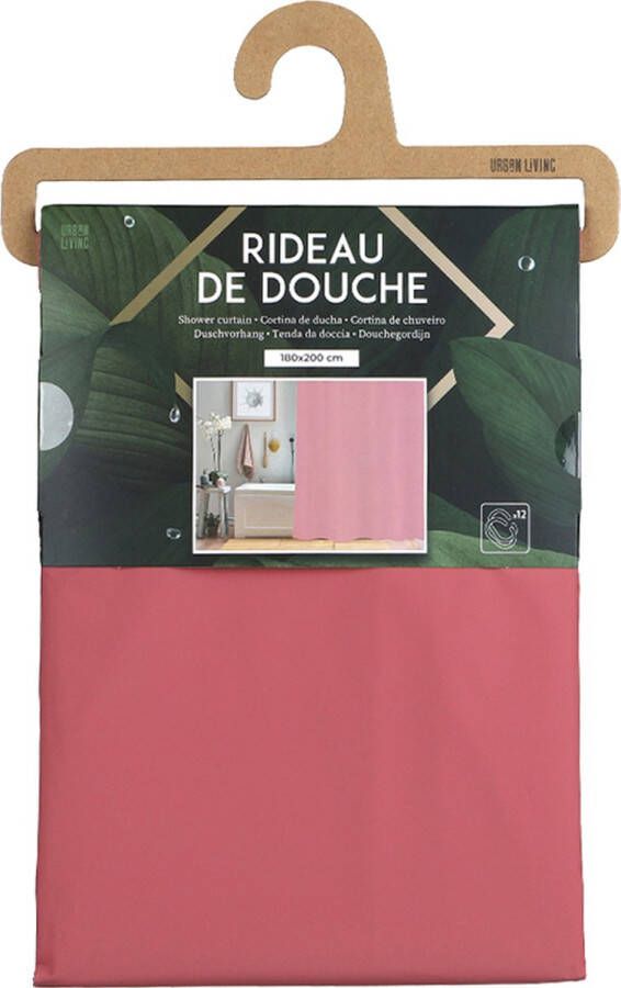 Urban Living Douchegordijn met ringen oudroze pvc 180 x 200 cm wasbaar Douchegordijnen