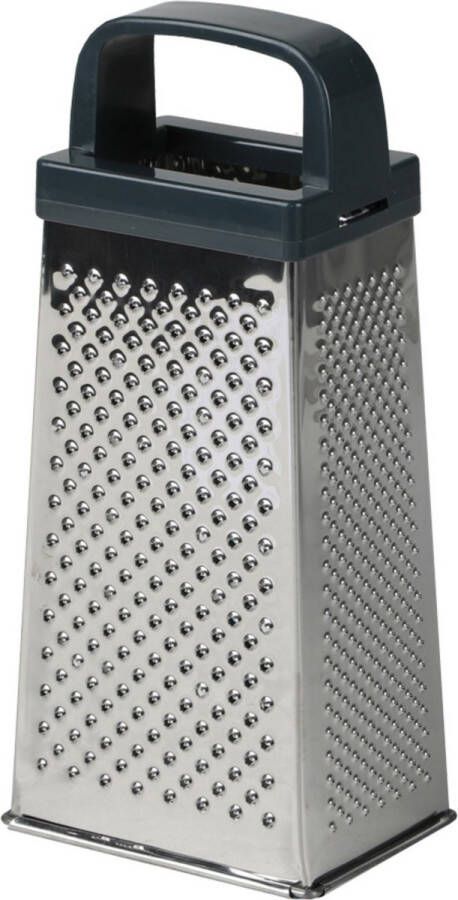 Urban Living Keuken hand rasp 4-zijdig met kunststof handvat zilver blauw 9 x 7 x 20 cm Raspen