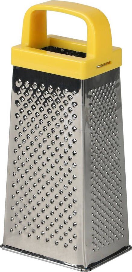 Urban Living Keuken hand rasp 4-zijdig met kunststof handvat zilver geel 9 x 7 x 20 cm Raspen