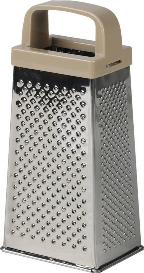 Urban Living Keuken hand rasp 4-zijdig met kunststof handvat zilver taupe 9 x 7 x 20 cm Raspen