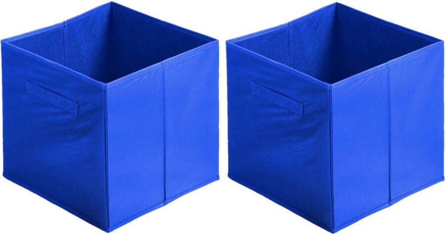 Urban Living Opbergmand kastmand 2x karton kunststof 29 liter blauw 31 x 31 x 31 cm Opbergmanden