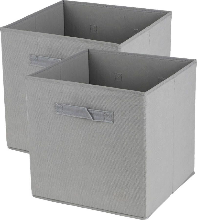 Urban Living Opbergmand kastmand Square Box 2x karton kunststof 29 liter betongrijs 31 x 31 x 31 cm Vakkenkast manden