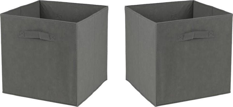 Urban Living Opbergmand kastmand Square Box 2x karton kunststof 29 liter donker grijs 31 x 31 x 31 cm Vakkenkast manden