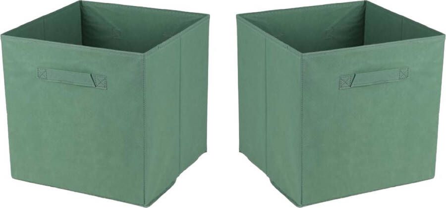 Urban Living Opbergmand kastmand Square Box 2x karton kunststof 29 liter groen 31 x 31 x 31 cm Vakkenkast manden