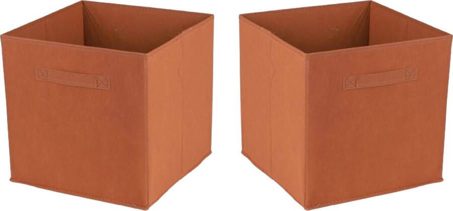 Urban Living Opbergmand kastmand Square Box 2x karton kunststof 29 liter oranje 31 x 31 x 31 cm Vakkenkast manden
