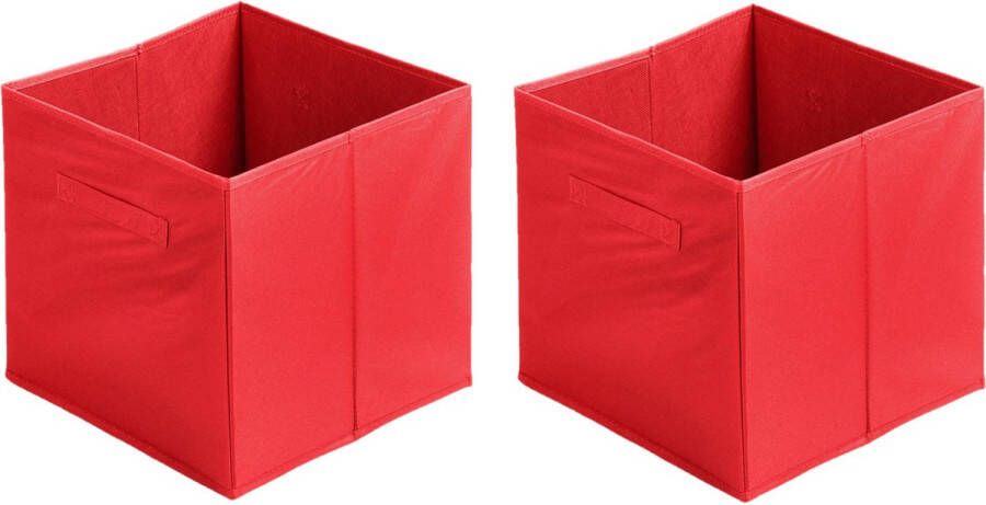 Urban Living Opbergmand kastmand Square Box 2x karton kunststof 29 liter rood 31 x 31 x 31 cm Vakkenkast manden