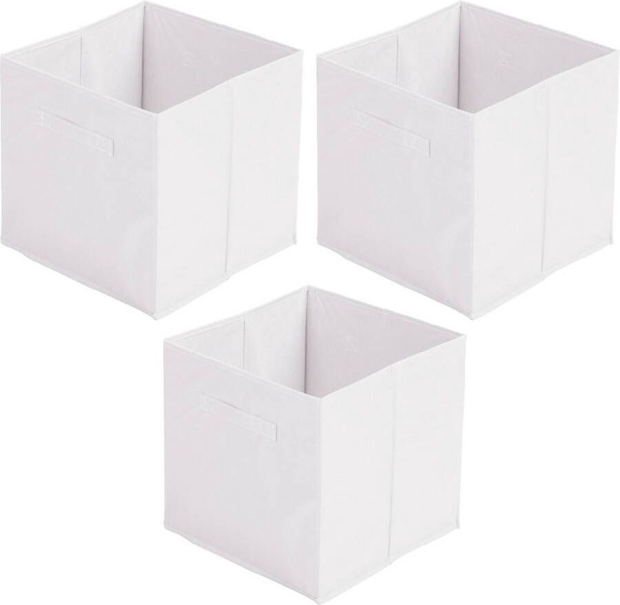 Urban Living Opbergmand kastmand Square Box 3x karton kunststof 29 liter wit 31 x 31 x 31 cm Vakkenkast manden