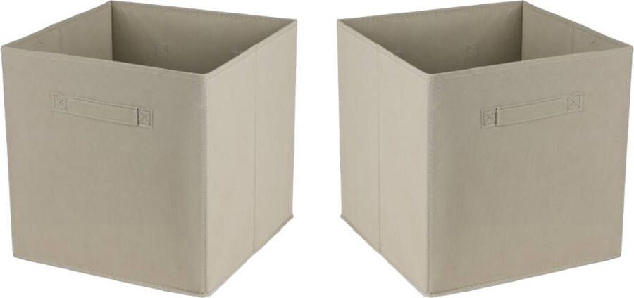 Urban Living Opbergmand kastmand Square Box 4x karton kunststof 29 liter licht beige 31 x 31 x 31 cm Vakkenkast manden