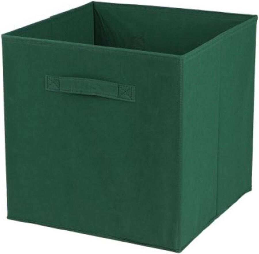 Urban Living Opbergmand kastmand Square Box karton kunststof 29 liter donker groen 31 x 31 x 31 cm Vakkenkast manden