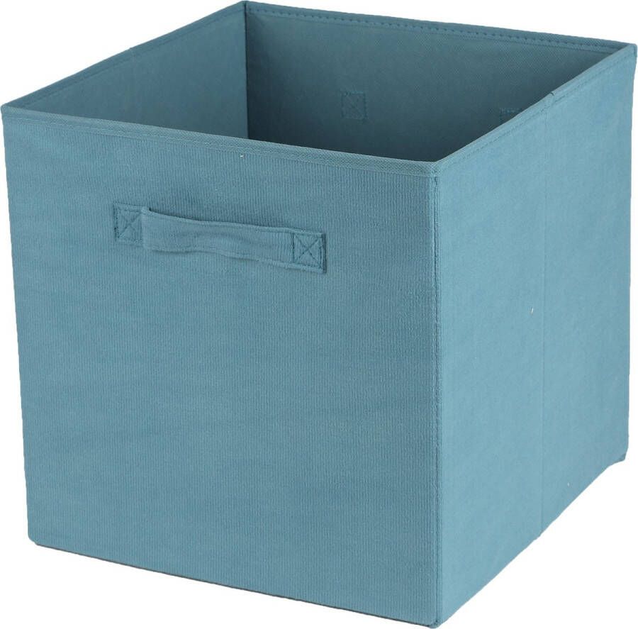 Urban Living Opbergmand kastmand Square Box karton kunststof 29 liter ijsblauw 31 x 31 x 31 cm Vakkenkast manden