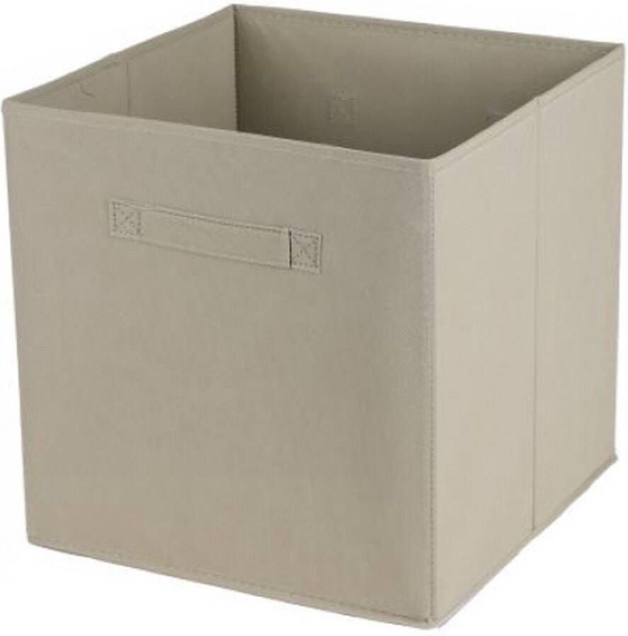 Urban Living Opbergmand kastmand Square Box karton kunststof 29 liter licht beige 31 x 31 x 31 cm Vakkenkast manden