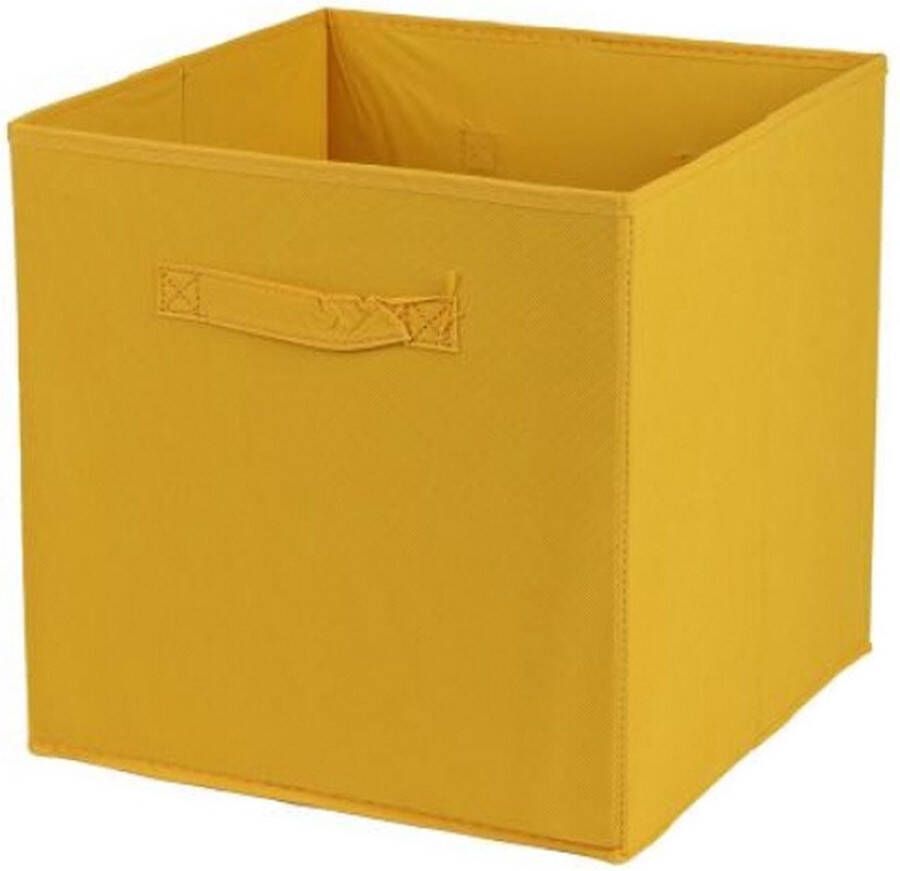 Urban Living Opbergmand kastmand Square Box karton kunststof 29 liter oker geel 31 x 31 x 31 cm Vakkenkast manden