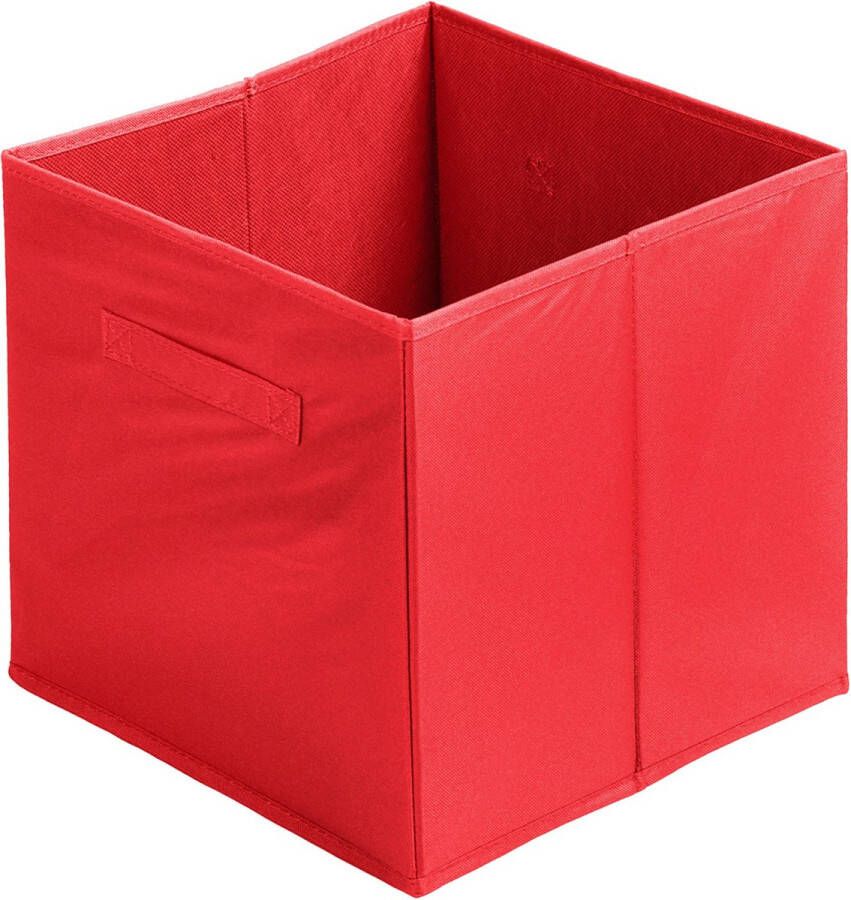 Urban Living Opbergmand kastmand Square Box karton kunststof 29 liter rood 31 x 31 x 31 cm Vakkenkast manden