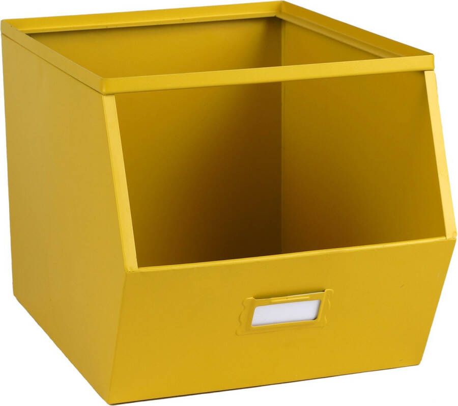 Urban Living Stapelbare opbergmand Open Metal Box L23 x B32 x H21 cm metaal geel Opbergmanden