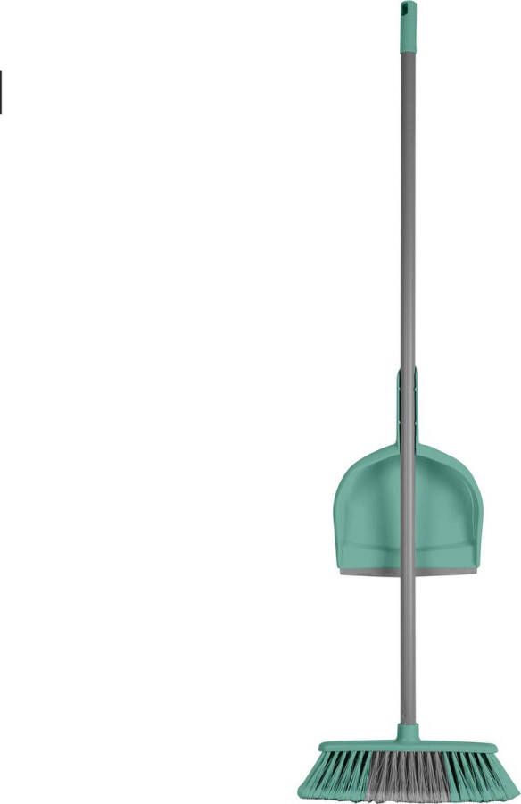 Urban Living Stoffer en blik met lange steel 120 cm kunststof mintgroen bezem Stoffer en blik