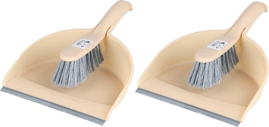 Urban Living Stoffer en blik set 2x zalm roze zachte borstel kunststof 32 x 22 cm