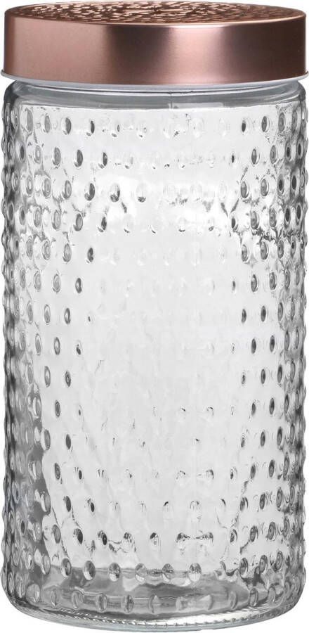 Urban Living Voorraadpot bewaarpot Blair 1.5L glas koperen deksel D12 x H22 cm Voorraadpot