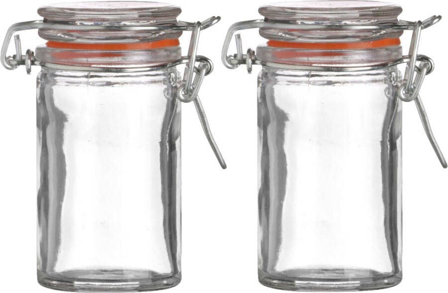 Urban Living Voorraadpotje kruidenpotje 2x mini 70 ml glas met beugelsluiting Voorraadpot