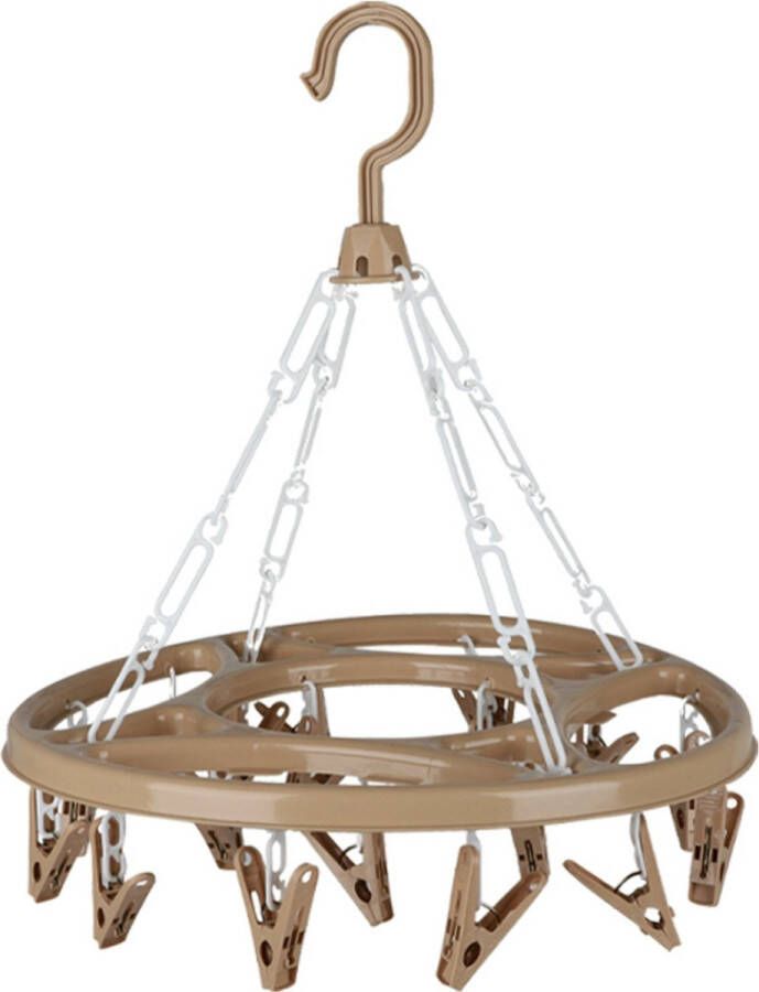 Urban Living Wasgoed droogcarrousel droogmolen 18 clips knijpers beige kunststof 32 cm Hangdroogrek